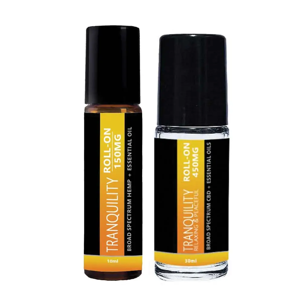 Tranquility CBD Roll On for Stress and Calming Your Mind (Broad Spectrum CBD) | 10ml with 150mg or 30ml with 450mg | Broad Essentials