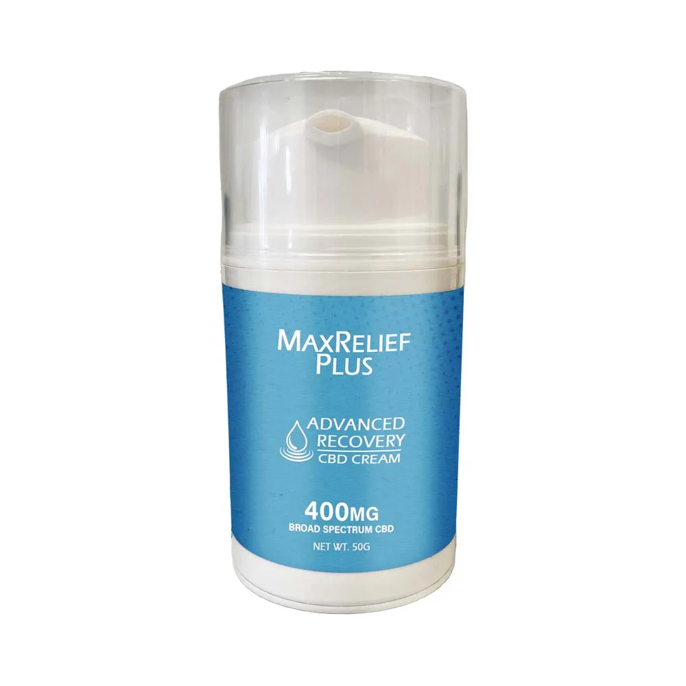 MaxRelief Plus Advanced Recovery CBD Cream for minor to moderate Nerve, Muscle and Joint Pain and Inflammation | 400mg Broad Spectrum CBD | Broad Essentials