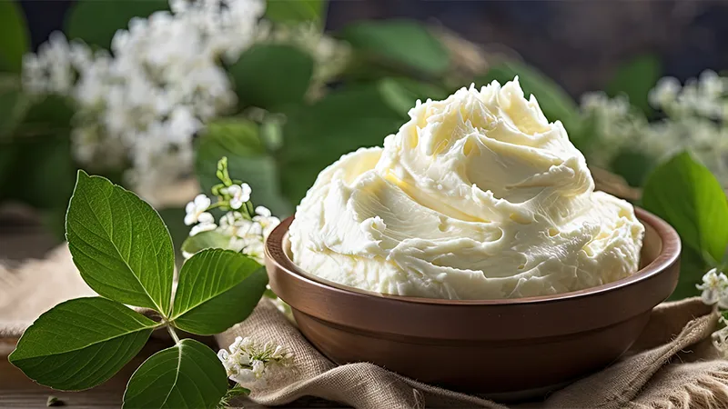 CBD Body Butters | CBD Infused body butters | CBD Skincare | Hemp Skincare | Broad Essentials A bowl of body butter displayed.